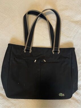 Lacoste Black Zippered Tote Bag